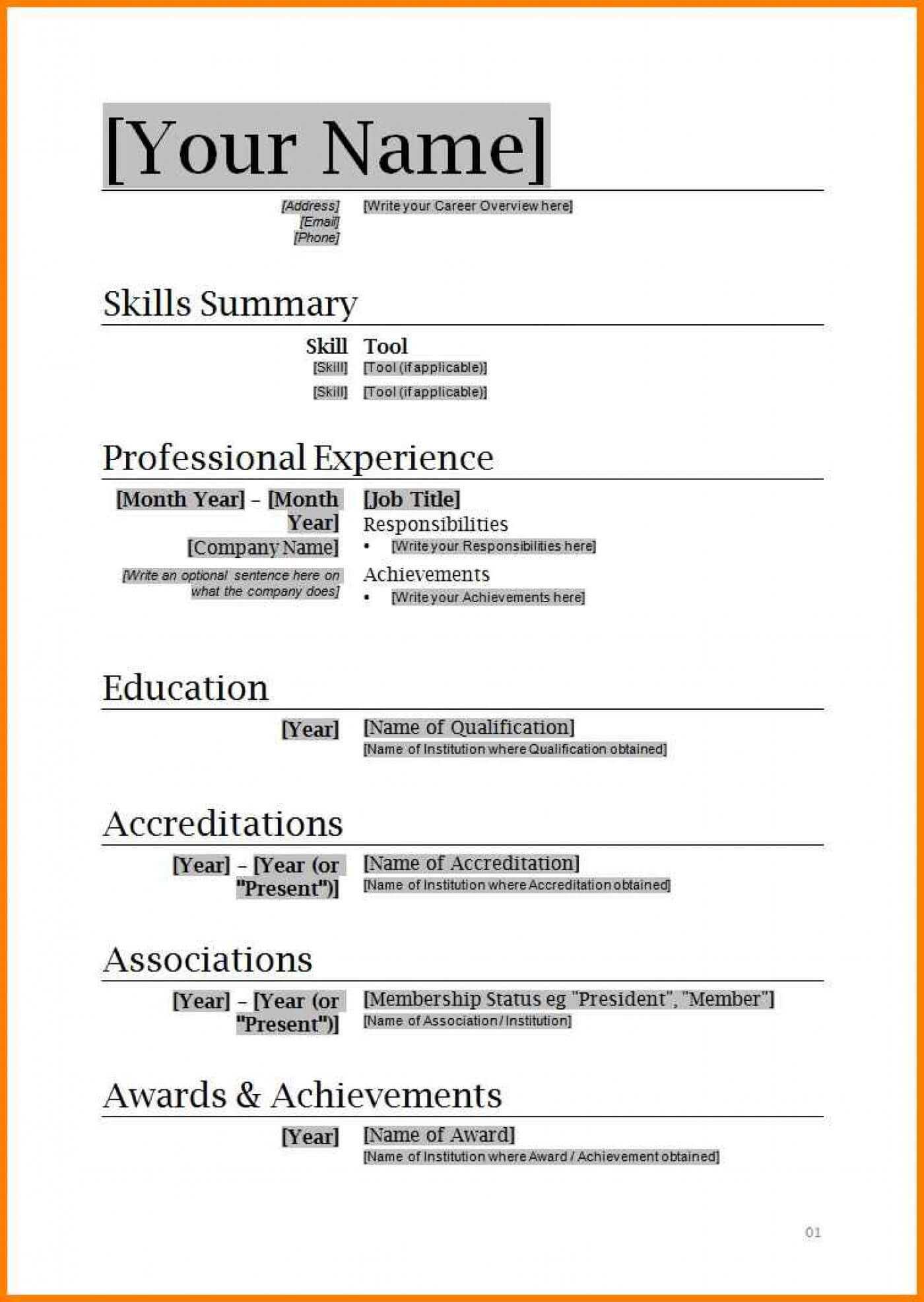 020 Template Ideas Simple Resume Templates Free Download For Pertaining To Simple Resume Template Microsoft Word