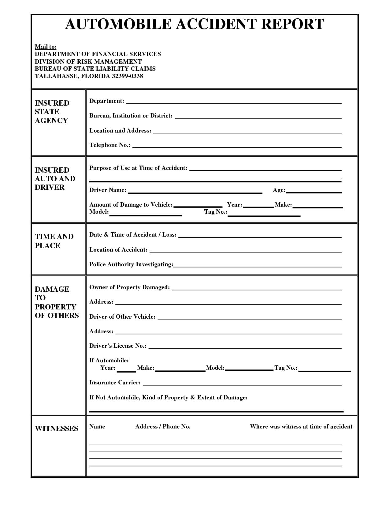 020 Vehicle Accident Report Form Template 504334 Car Inside Motor Vehicle Accident Report Form Template