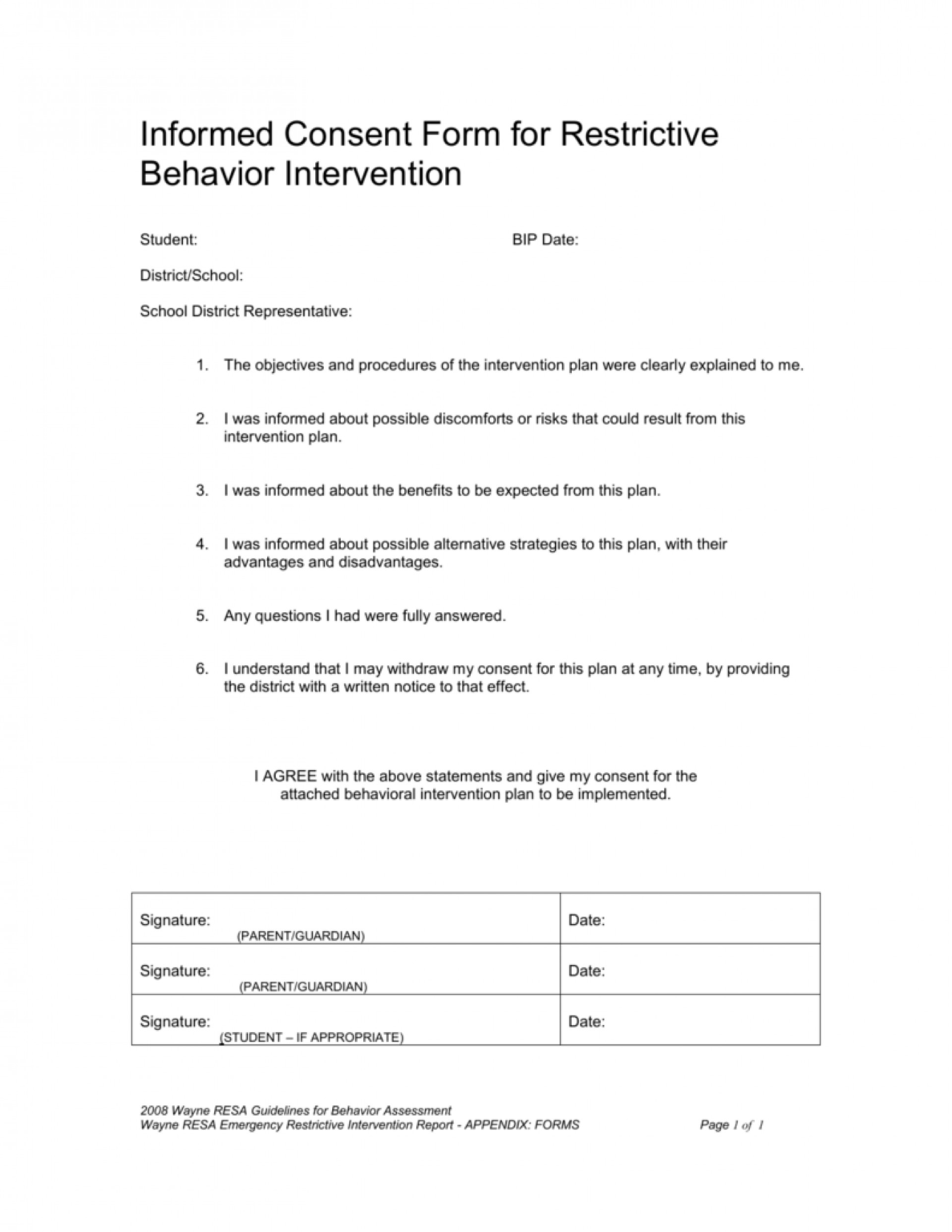 Behaviour Report Template