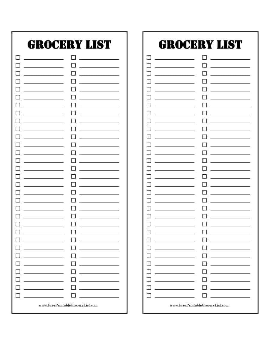021 Free Printable Grocery Lists List No Download Blank In Blank Grocery Shopping List Template