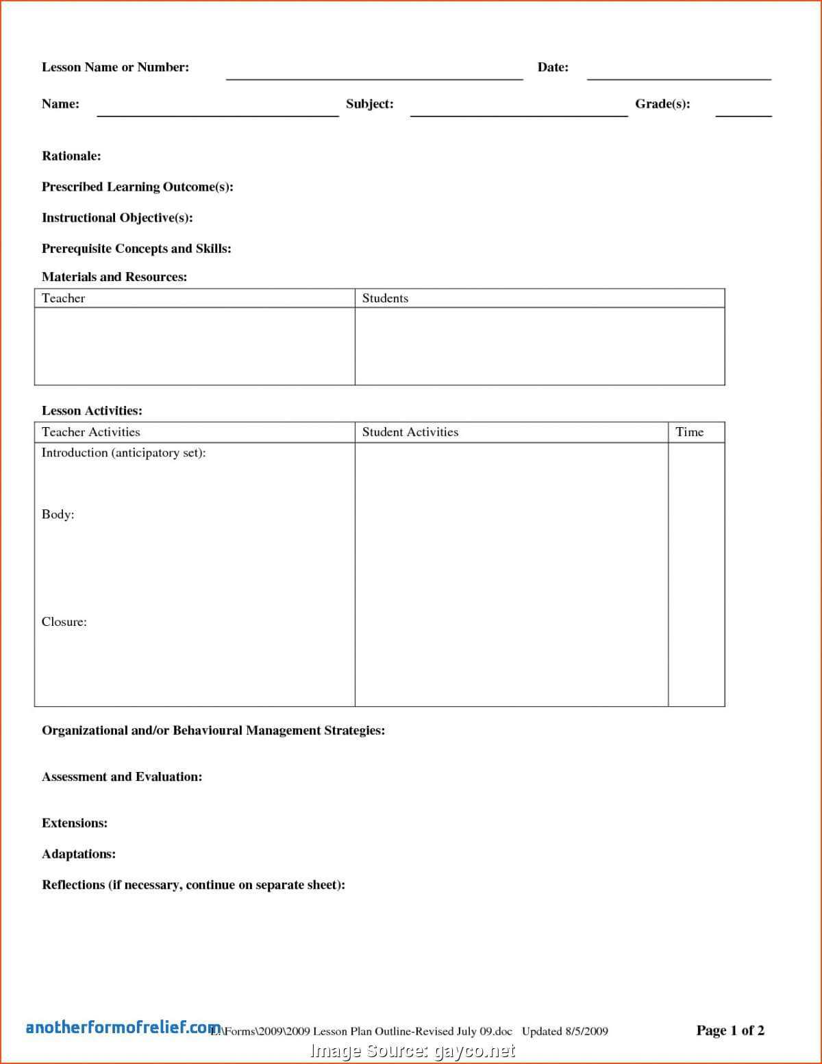 021 Useful Simple Lesson Plan Template Closure Report Cool Regarding 