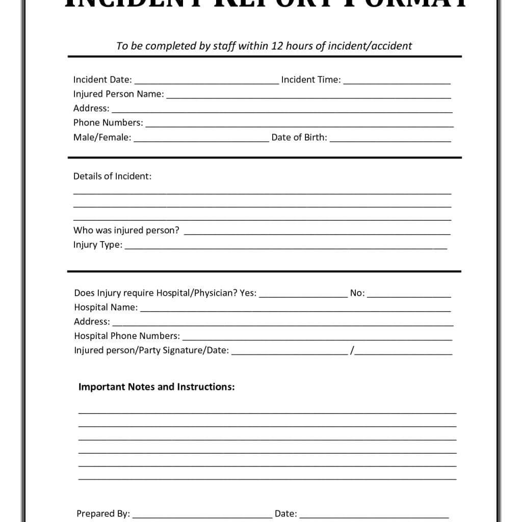 022 Incident Report Form Template Word Uk Ideas Format Intended For Injury Report Form Template