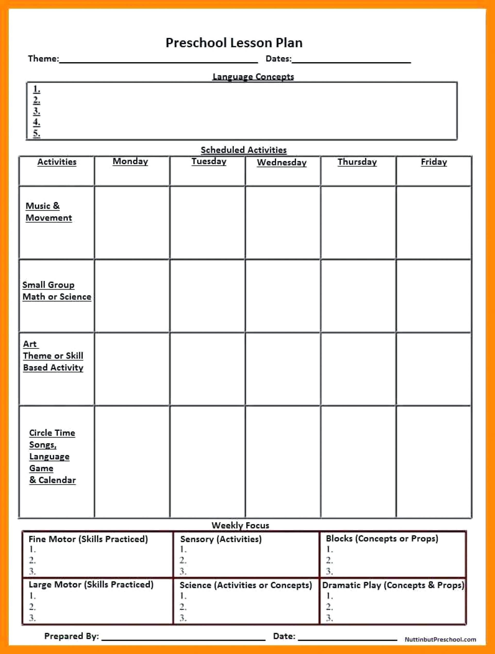 022 Preschool Lesson Plan Templates Template Ideas Plans For With Blank Preschool Lesson Plan Template