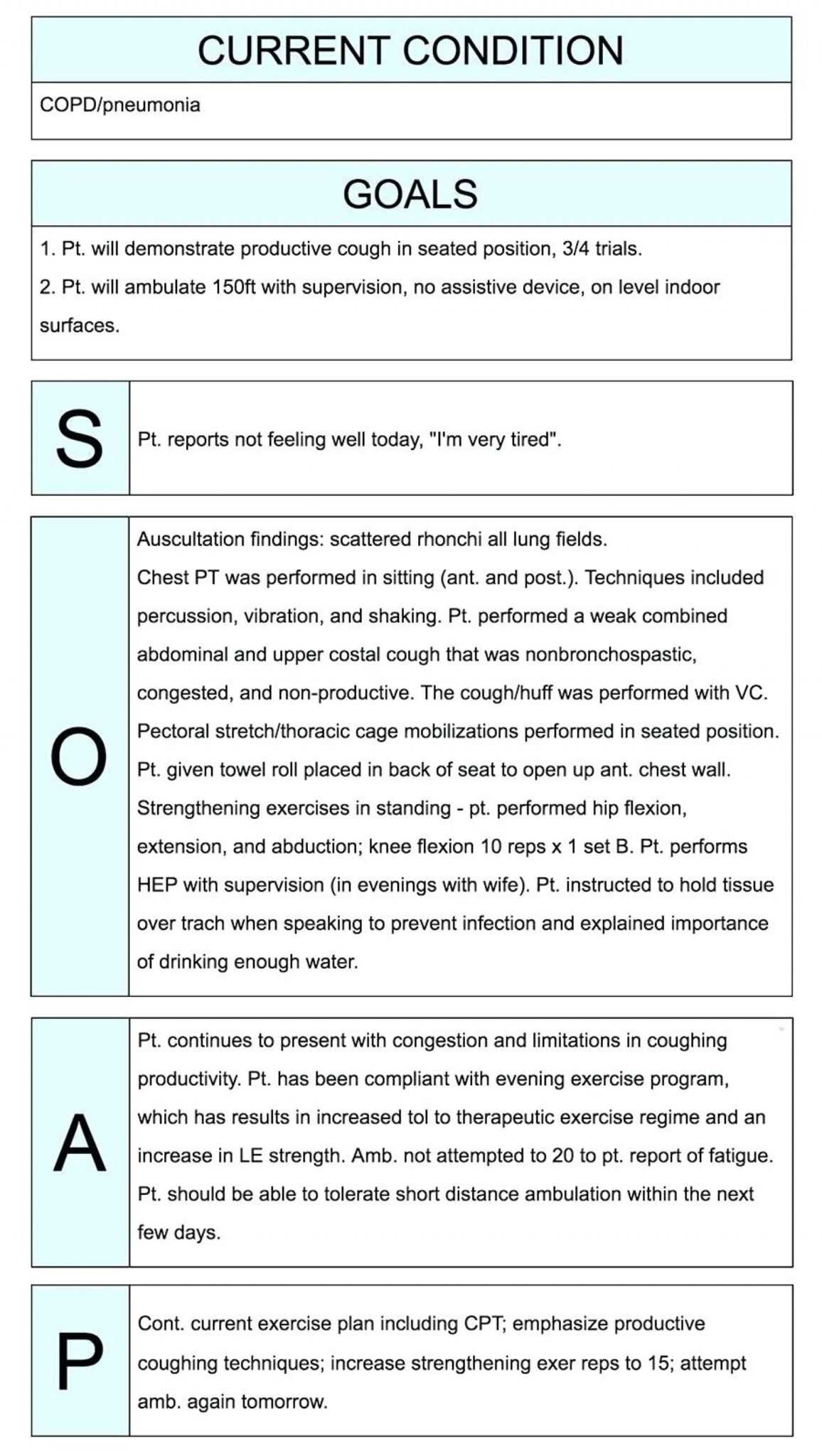 objective findings soap note