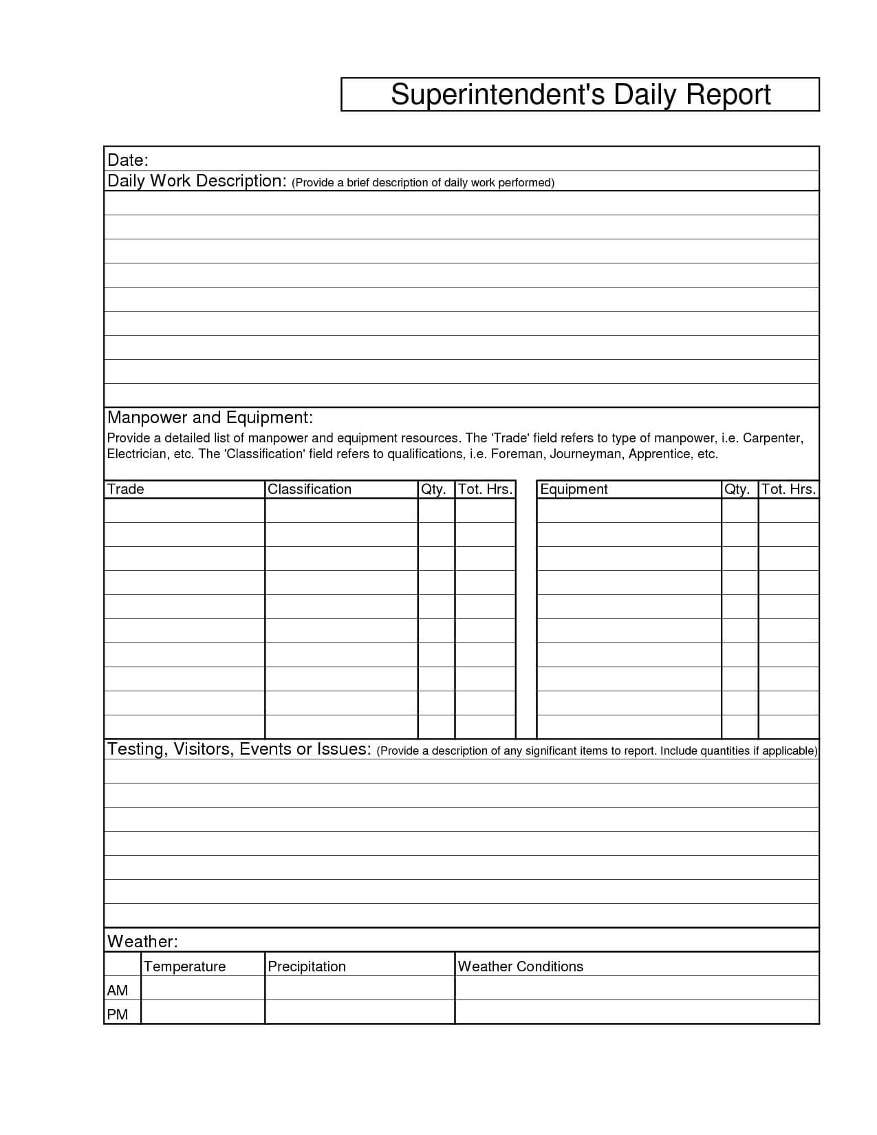 023 Template Ideas Business Printable Blank Superintendents For Superintendent Daily Report Template