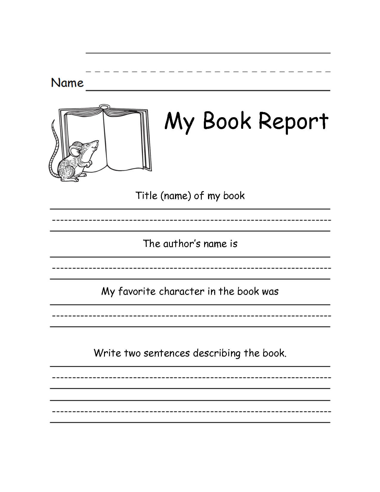 024 2Nd Grade Book Report Template 132370 Free Templates Intended For Book Report Template Middle School