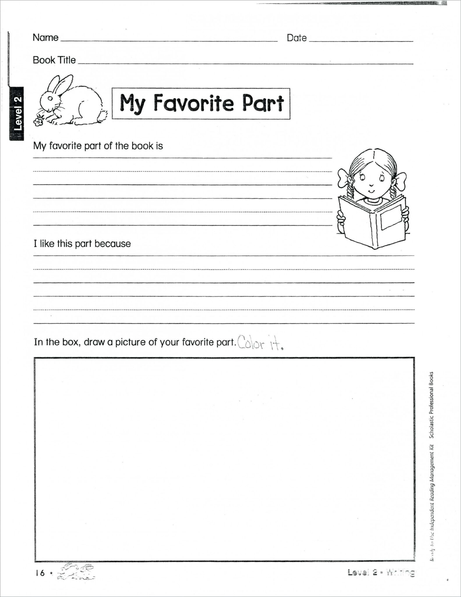 book report template second grade