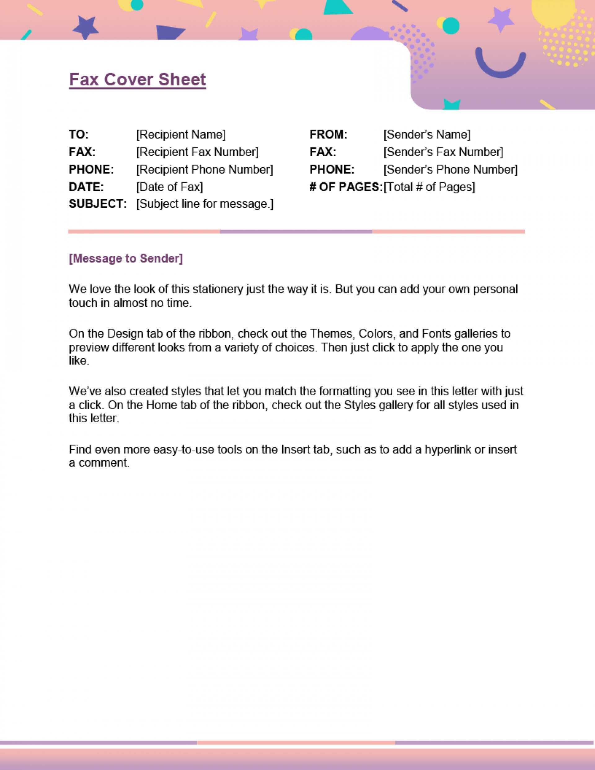 024 Fax Cover Sheet Template Ord Printable Document Ver Regarding Personal Check Template Word 2003