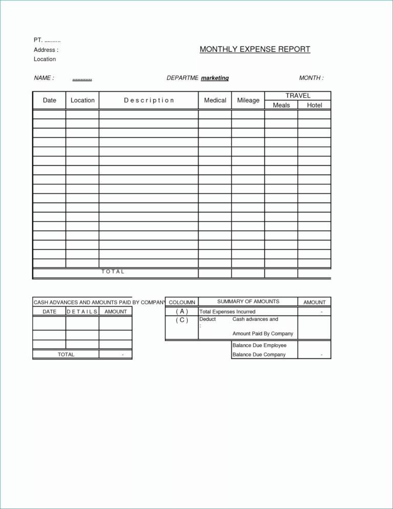 Company Expense Report Template