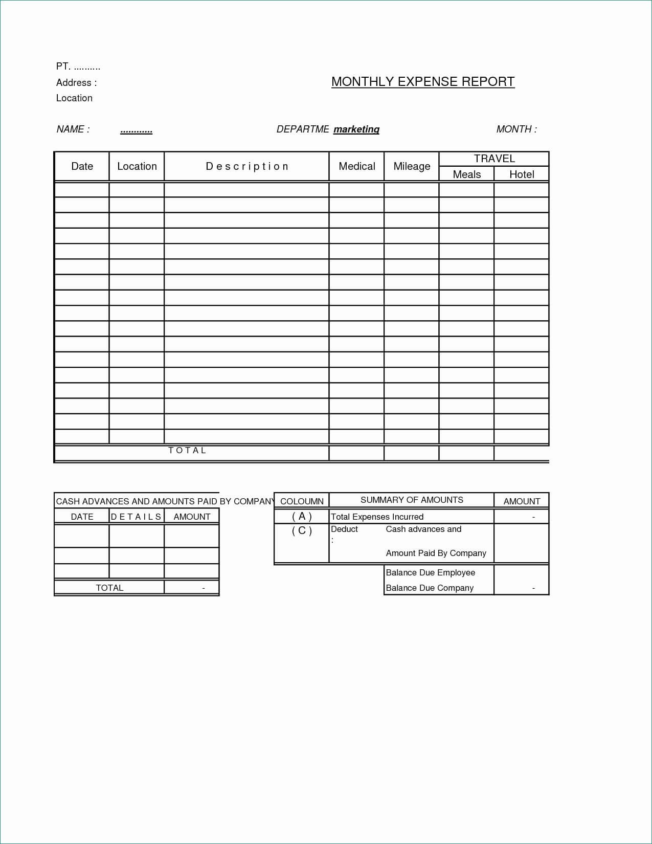 024 Free Expense Report Template Ideas Expenses Delightful Throughout Company Expense Report Template