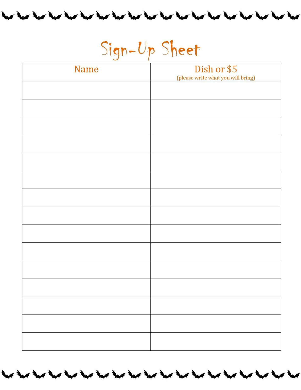 025 Potluck Sign Up Sheet Template Excel Ideas Surprising throughout