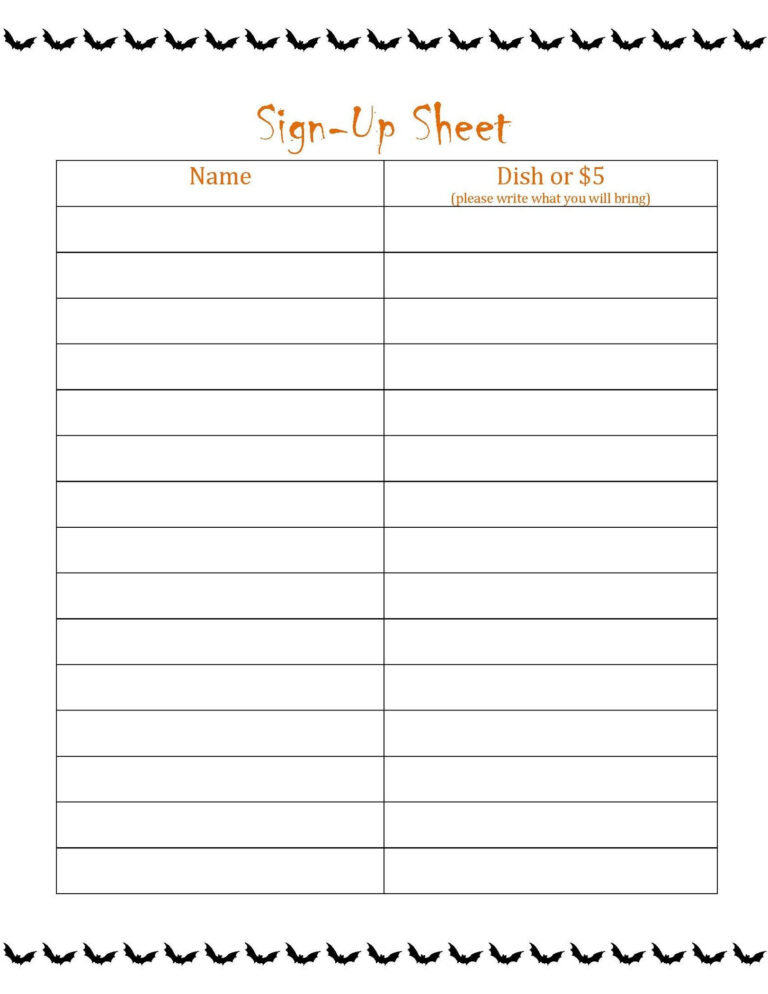 025 Potluck Sign Up Sheet Template Excel Ideas Surprising Throughout Potluck Signup Sheet 