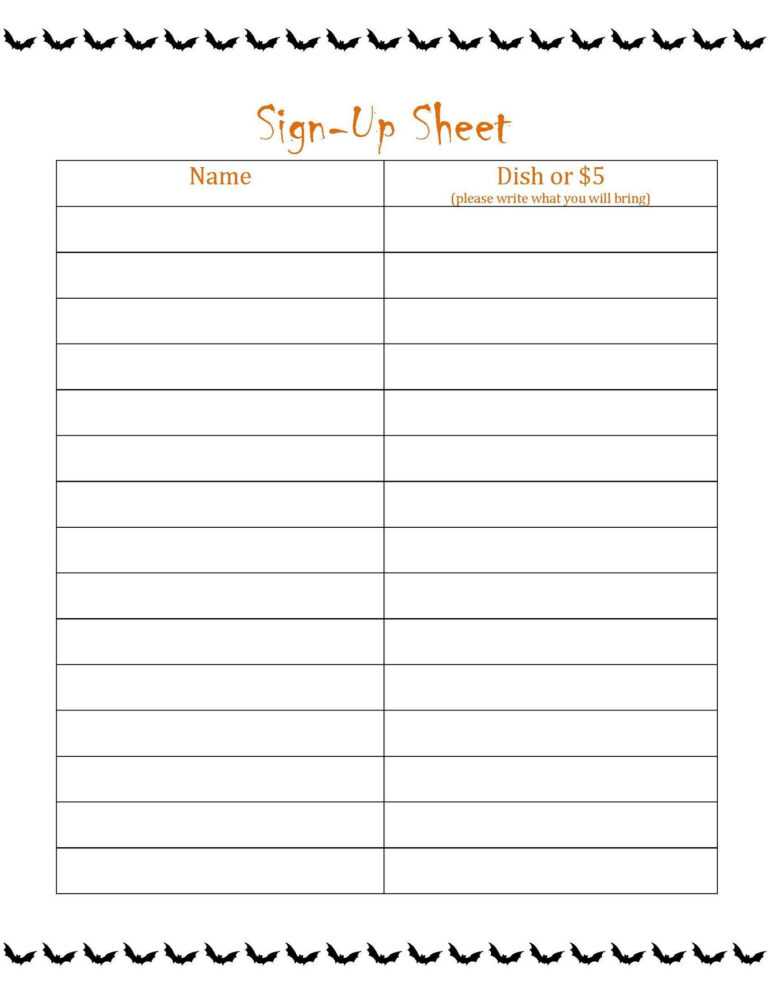 025 Potluck Sign Up Sheet Template Excel Ideas Surprising Throughout Potluck Signup Sheet 