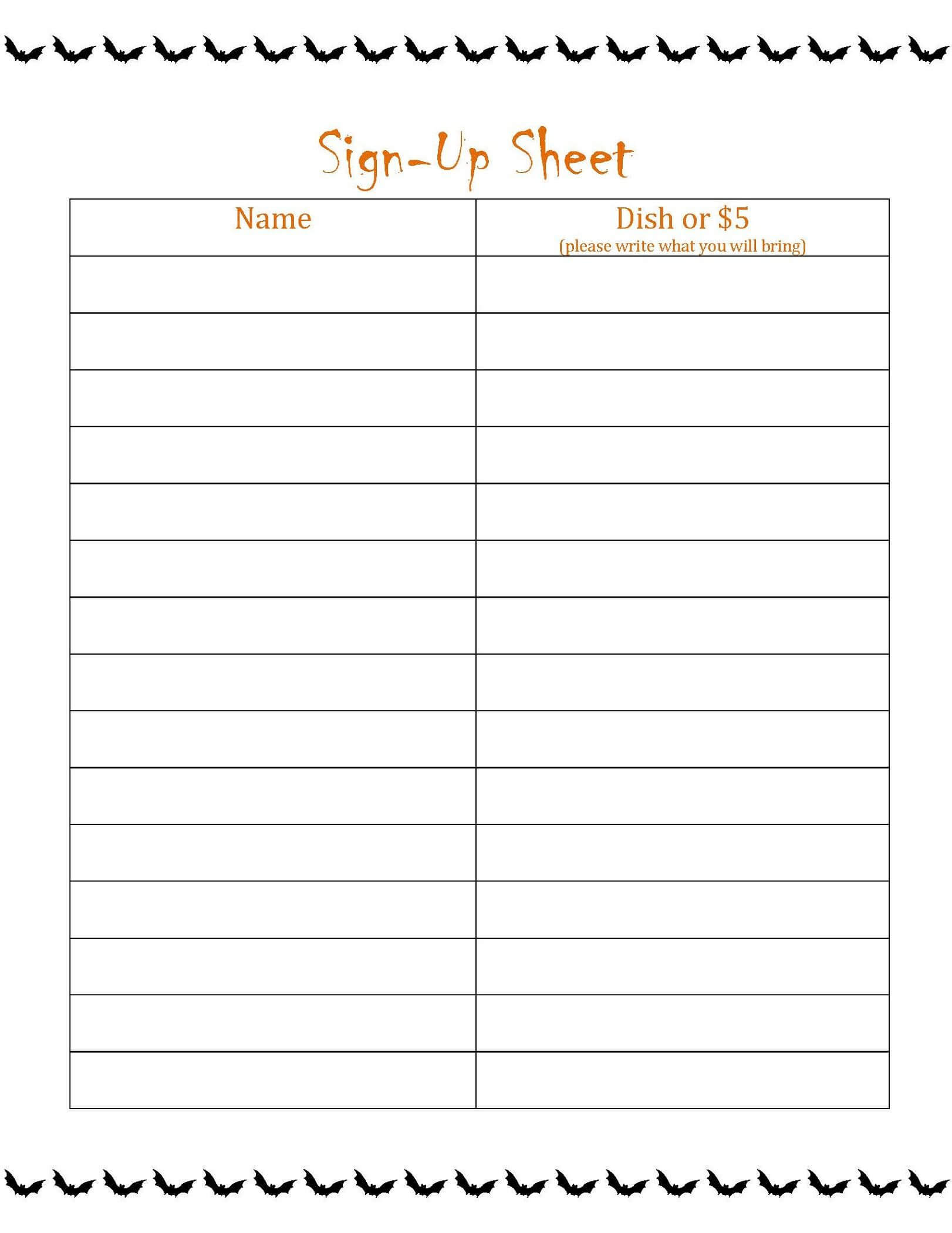 Potluck Signup Sheet Template Word Best Sample Template