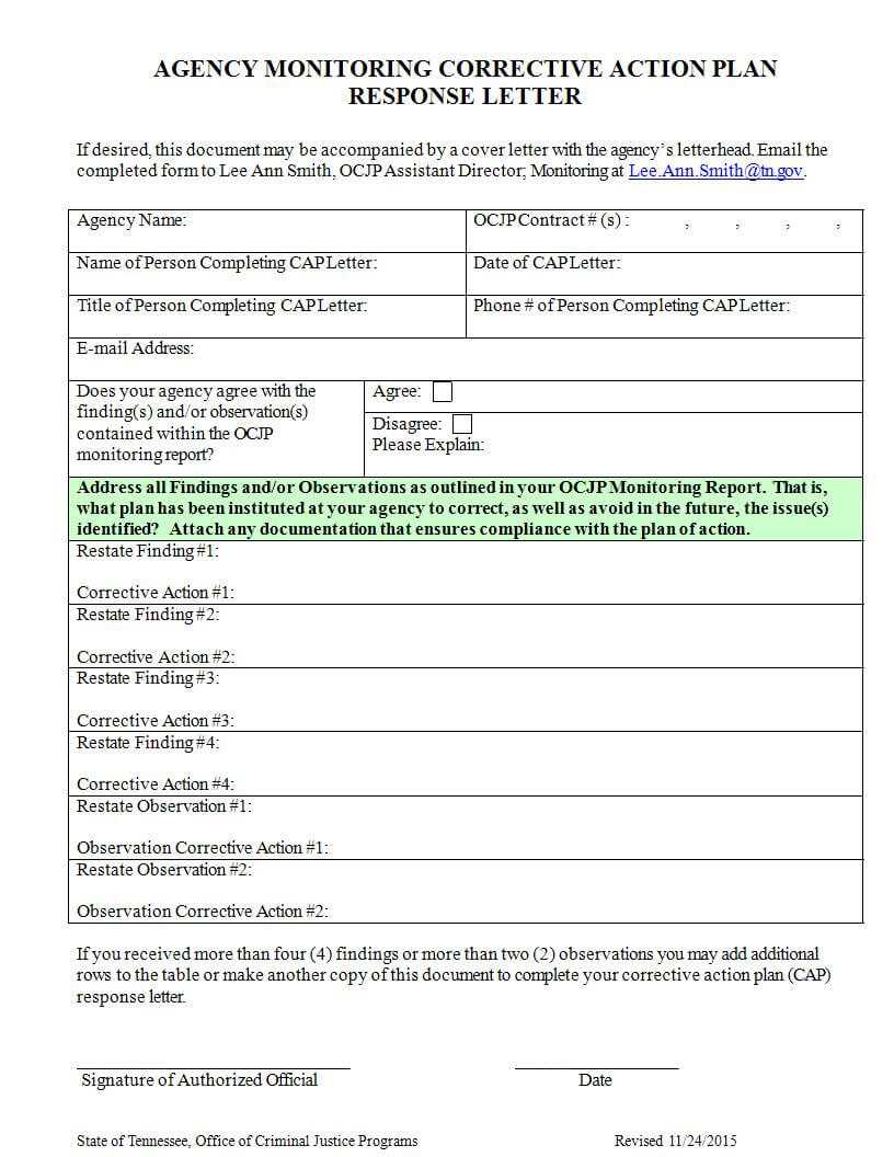 025 Template Ideas Corrective Action Report Agency Inside Compliance Monitoring Report Template