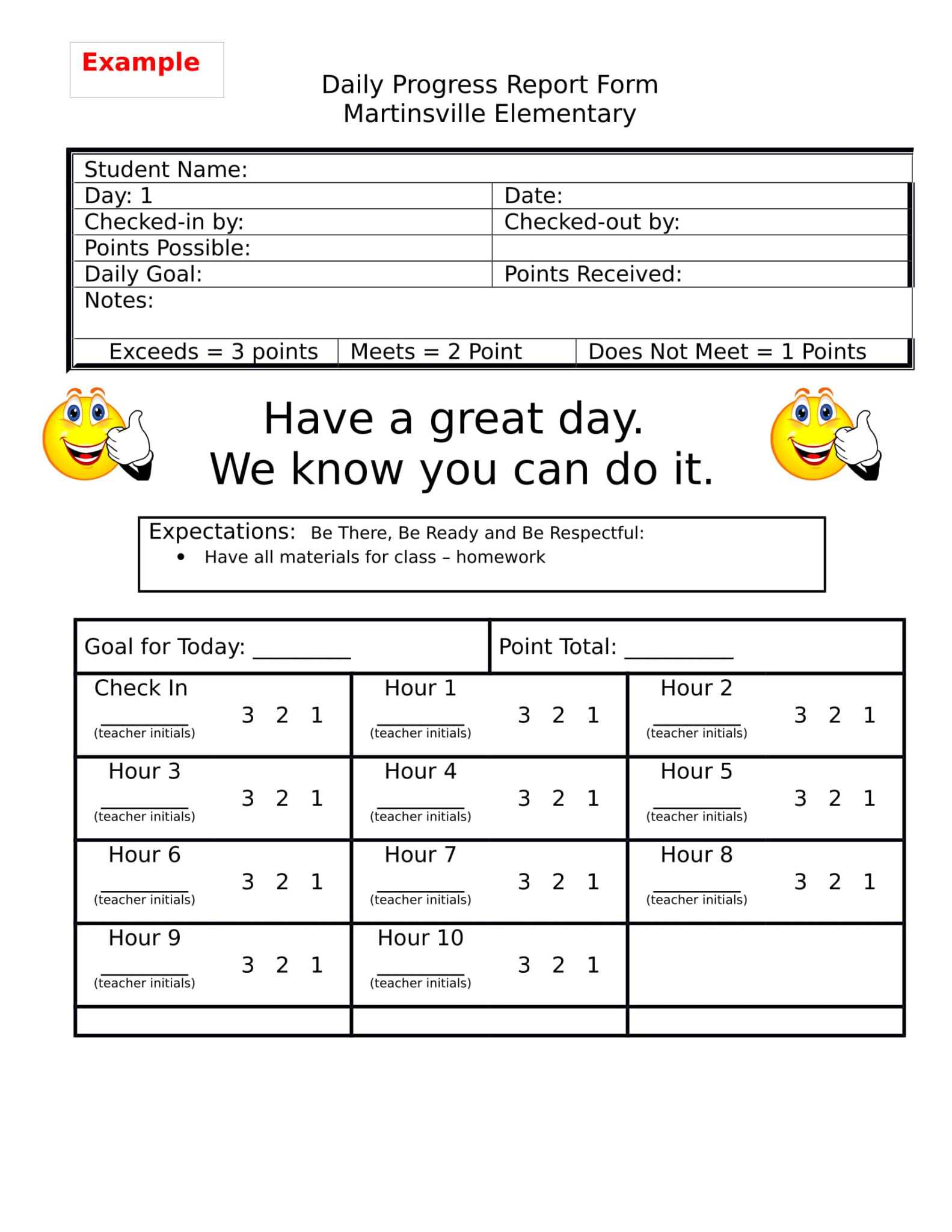 025 Template Ideas Preschool Daily Report Progress Form Regarding