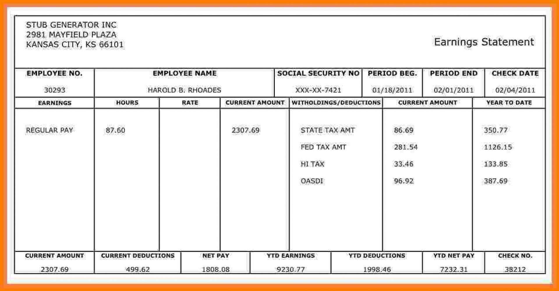 026 Large Template Ideas Download Free Pay Stub For Within Free Pay