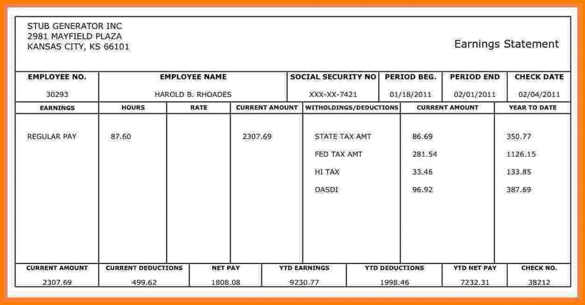 026 Large Template Ideas Download Free Pay Stub For Within Free Pay Stub Template Word Best