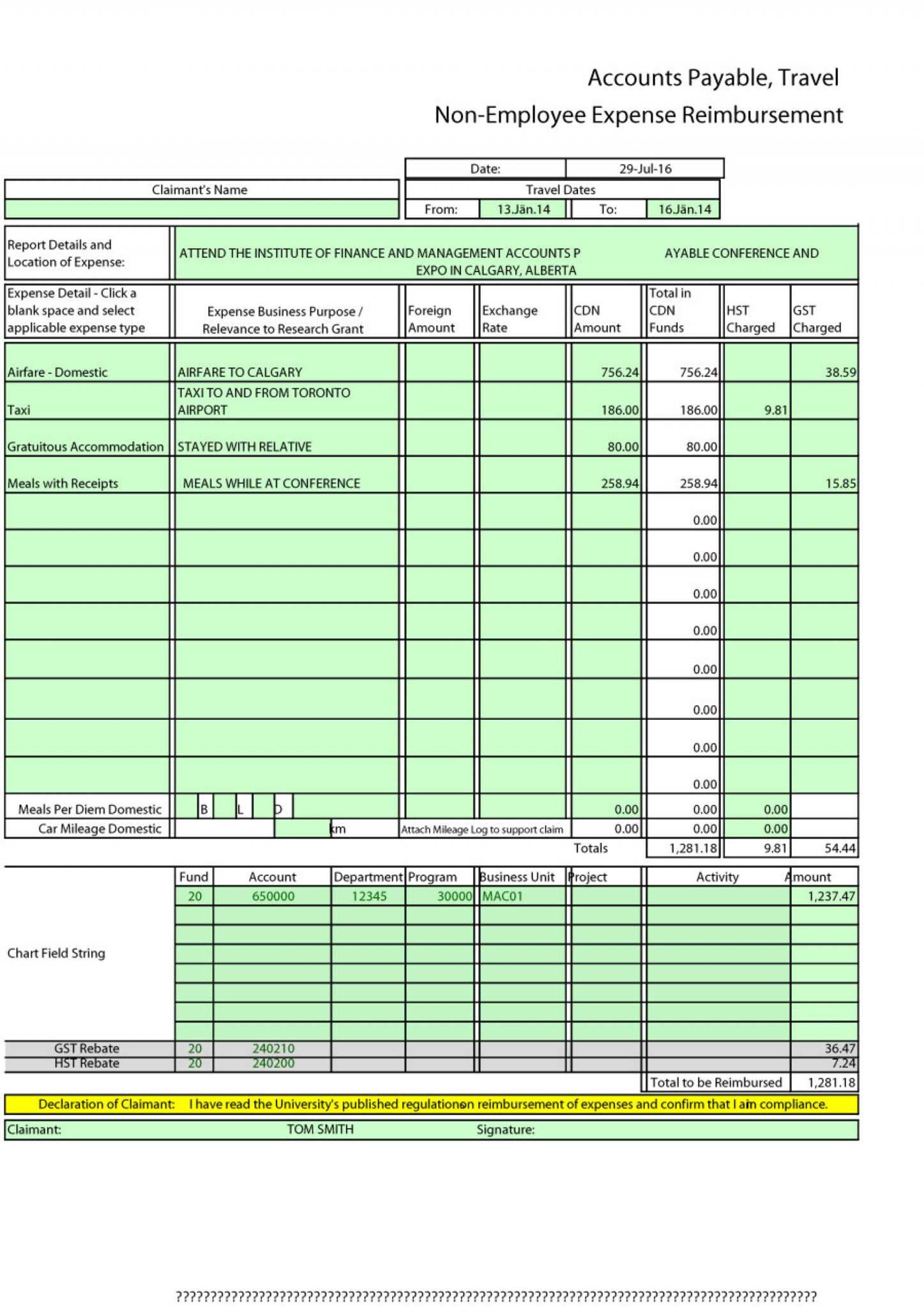 Petty Cash Expense Report Template