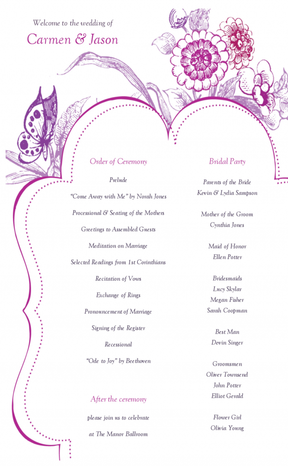 Wedding Program Template Free Printable