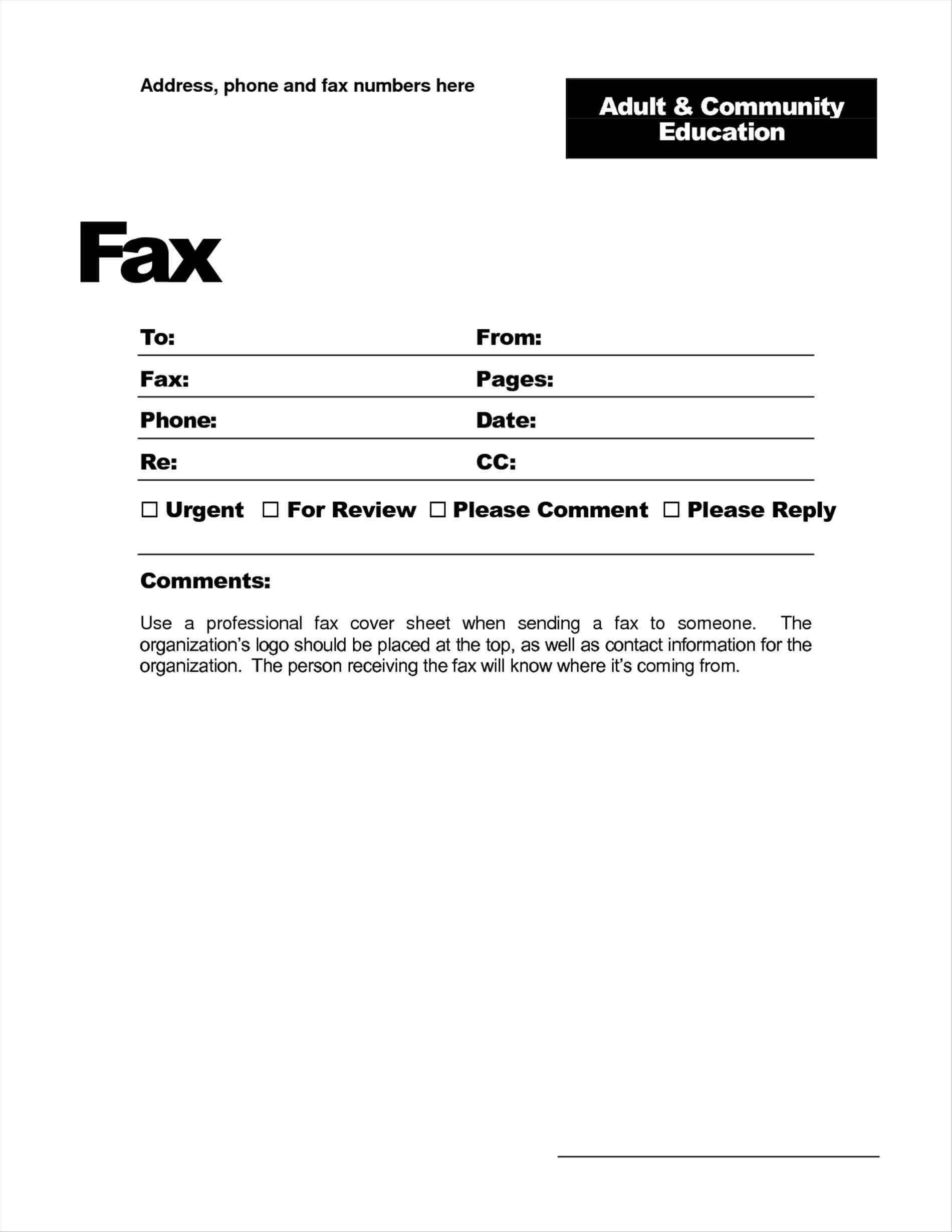 028 Basic Fax Cover Sheet Template Free Printable Example Throughout Fax Cover Sheet Template Word 2010