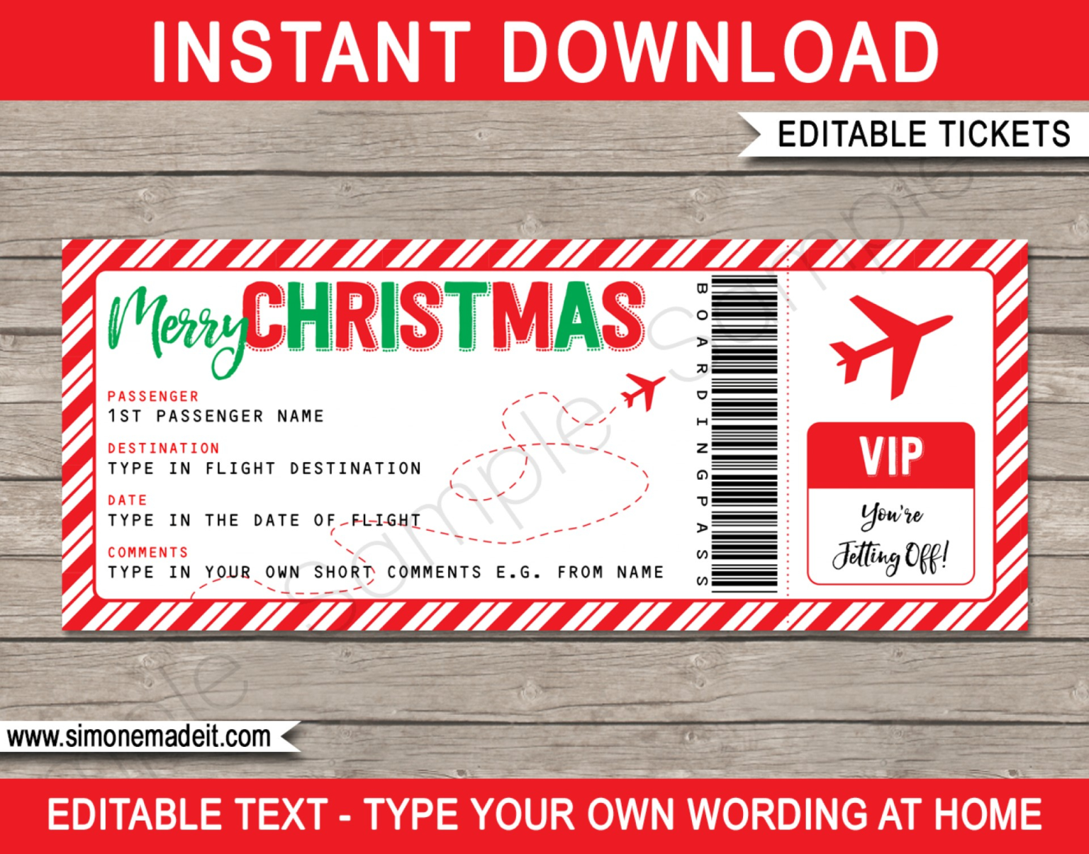 Airline Ticket Template For Gift