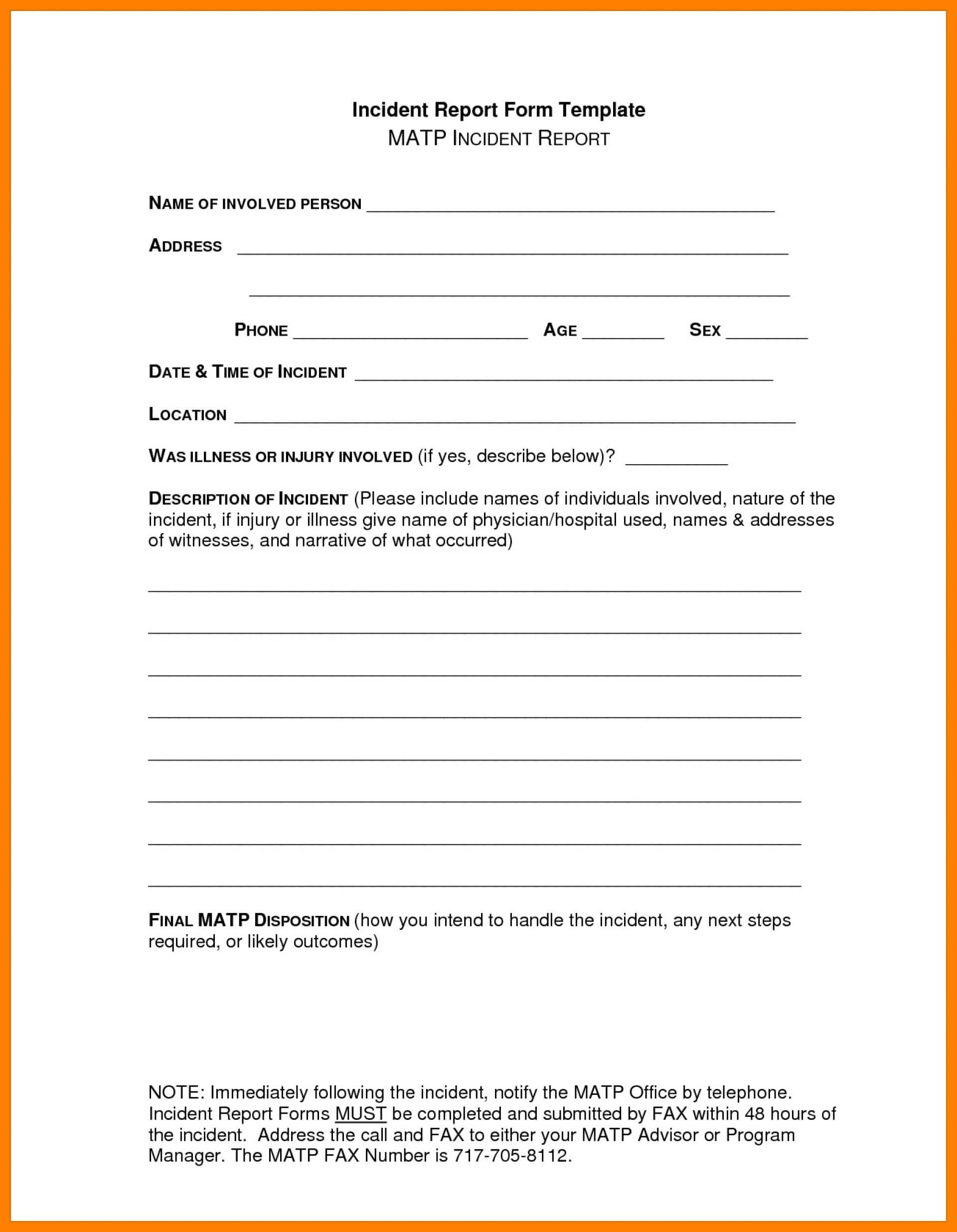 029 Template Ideas Incident Report Form Word Equipment Within Customer Incident Report Form Template