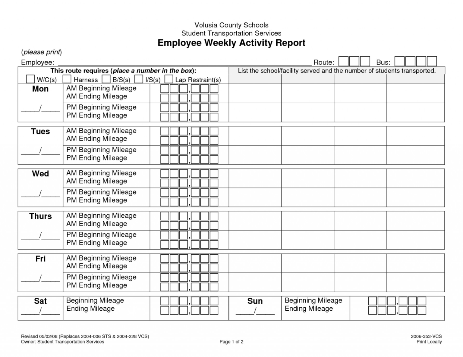 Weekly Activity Report Template Word