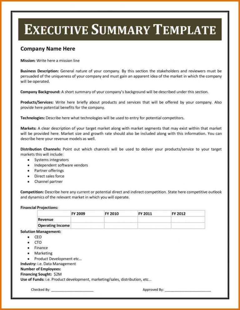 Executive Summary Report Template