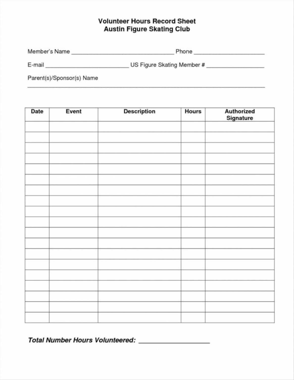 Volunteer Report Template