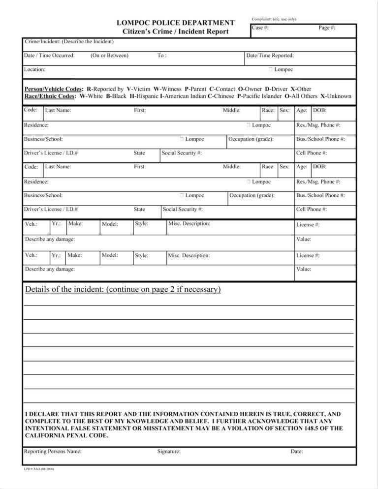 Case Report Form Template