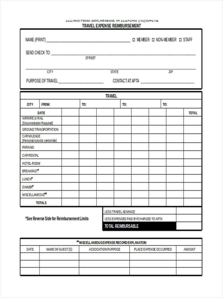 Reimbursement Form Template Word