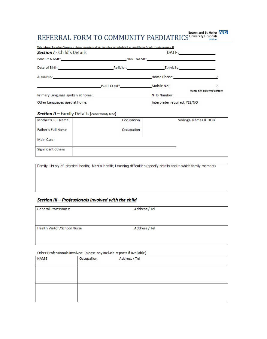 035 Employee Referral Form Template Word Templates Medical With Regard To History And Physical Template Word