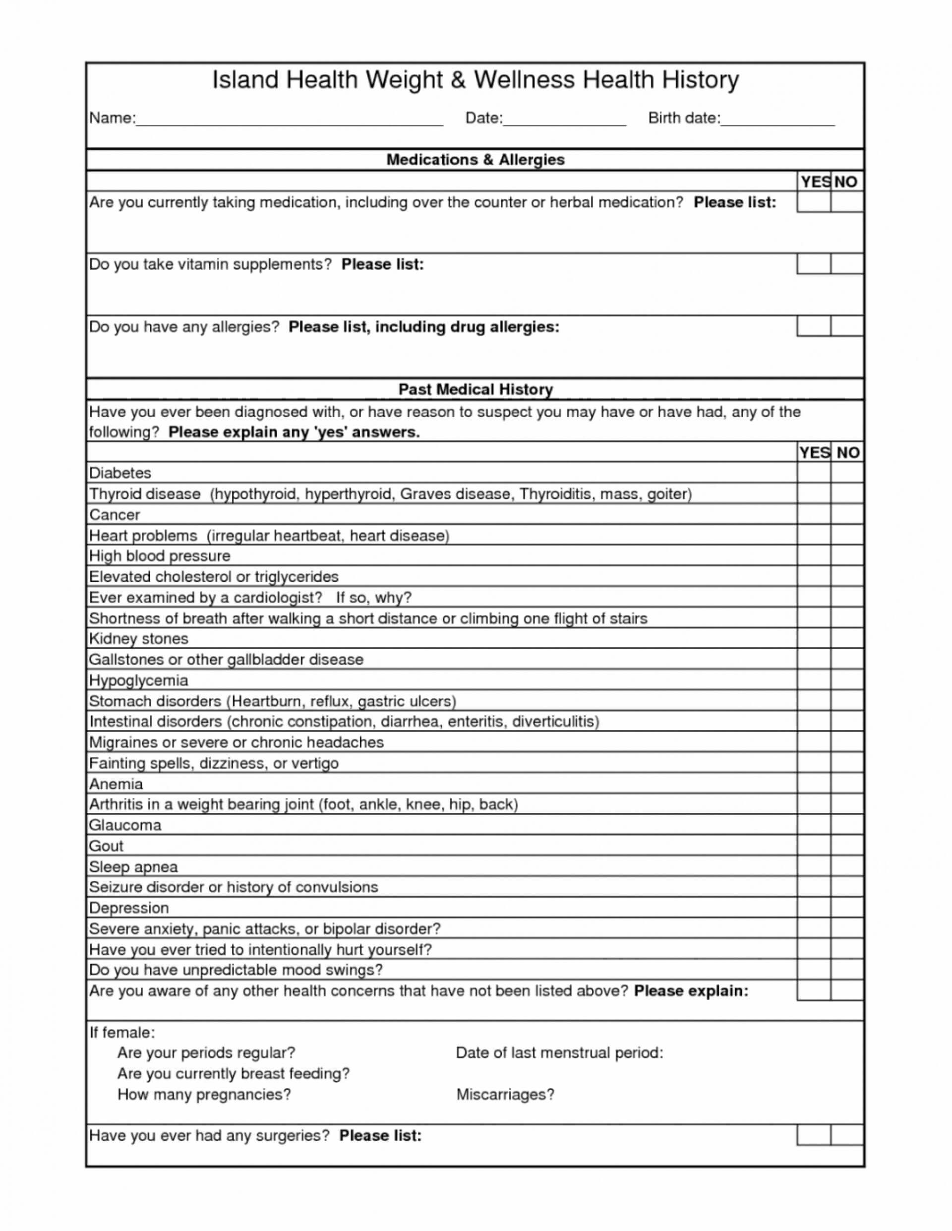 035 Personal Medical History Template Within Medical History Template Word