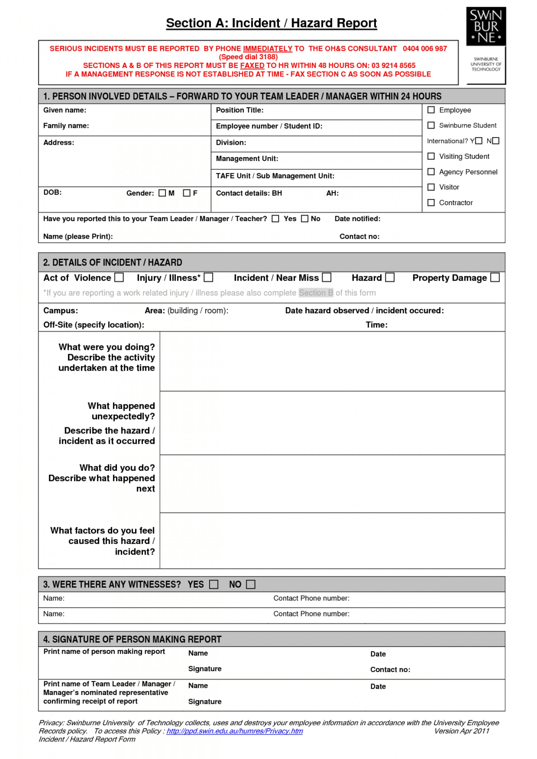 035 Template Ideas Incident Report Form Word Format 20It With Itil Incident Report Form Template