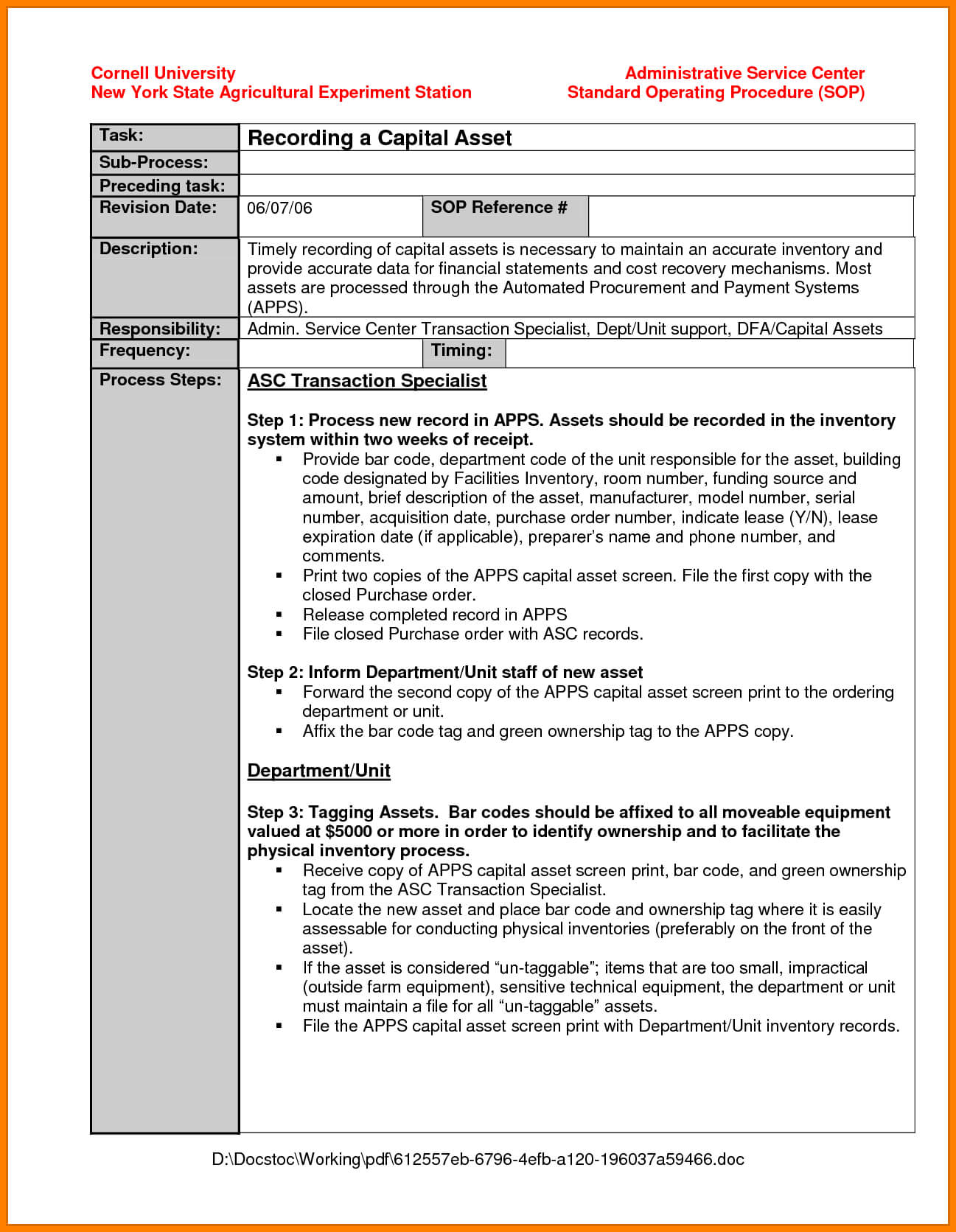 035 Template Ideas Standard Operating Procedure Proceedure Pertaining To Free Standard Operating Procedure Template Word 2010