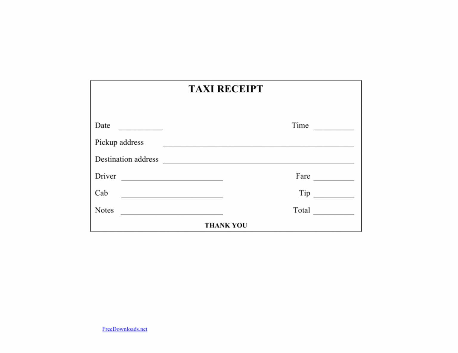 Las Vegas Taxi Receipt Template