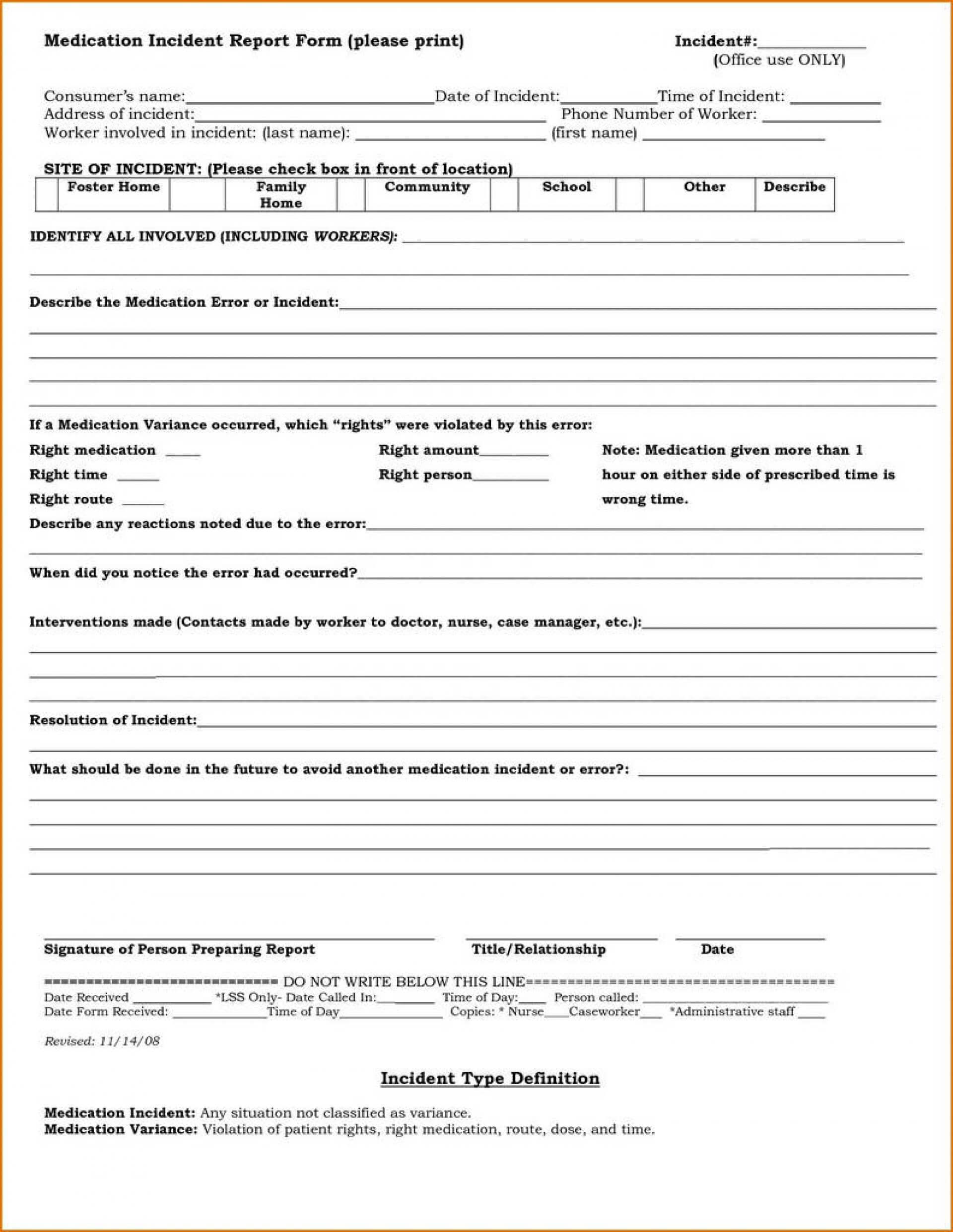036 Medication Release Form Template Medical Forms Ideas Within Medication Incident Report Form Template