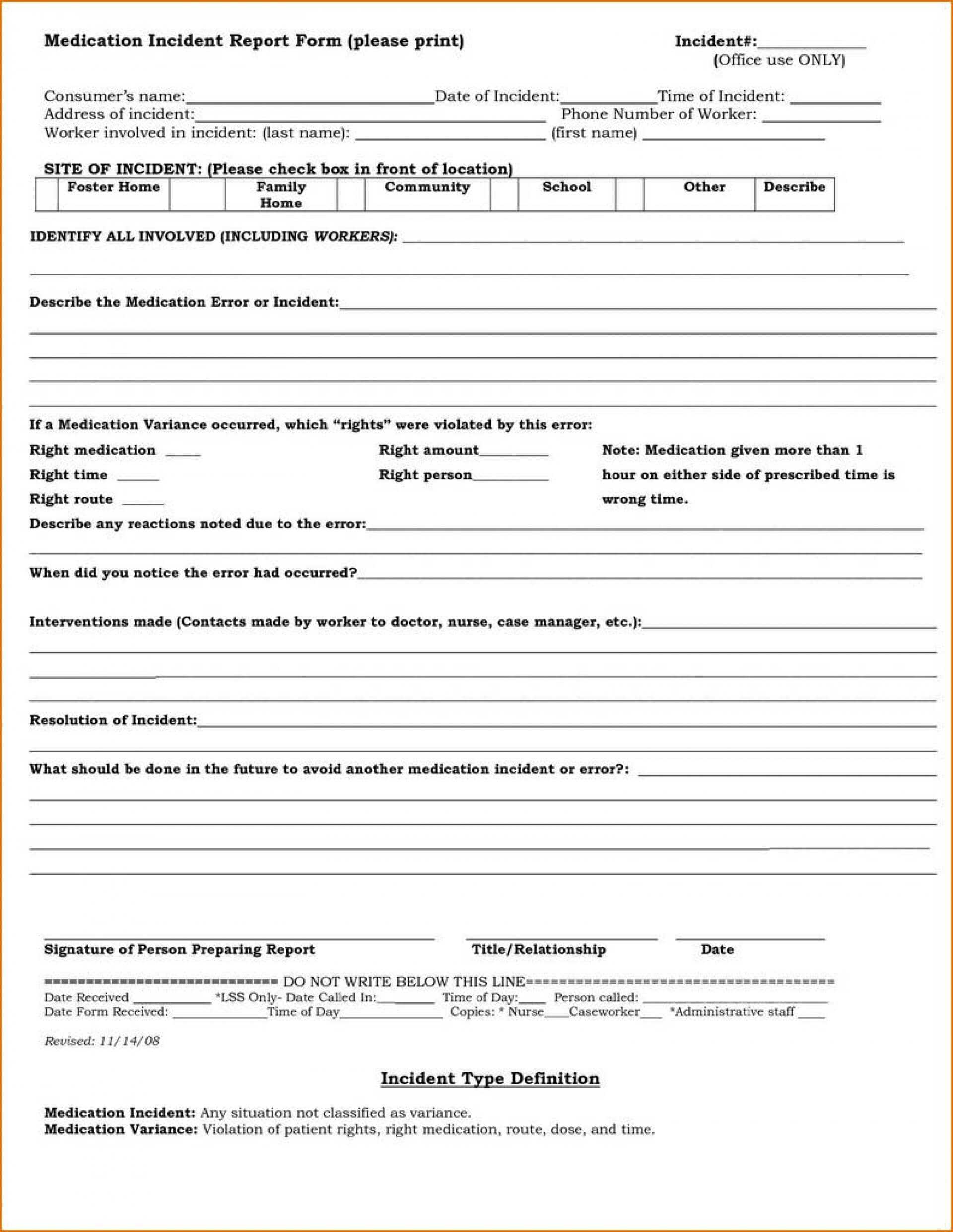 036 Medication Release Form Template Medical Forms Ideas Within Medication Incident Report Form Template