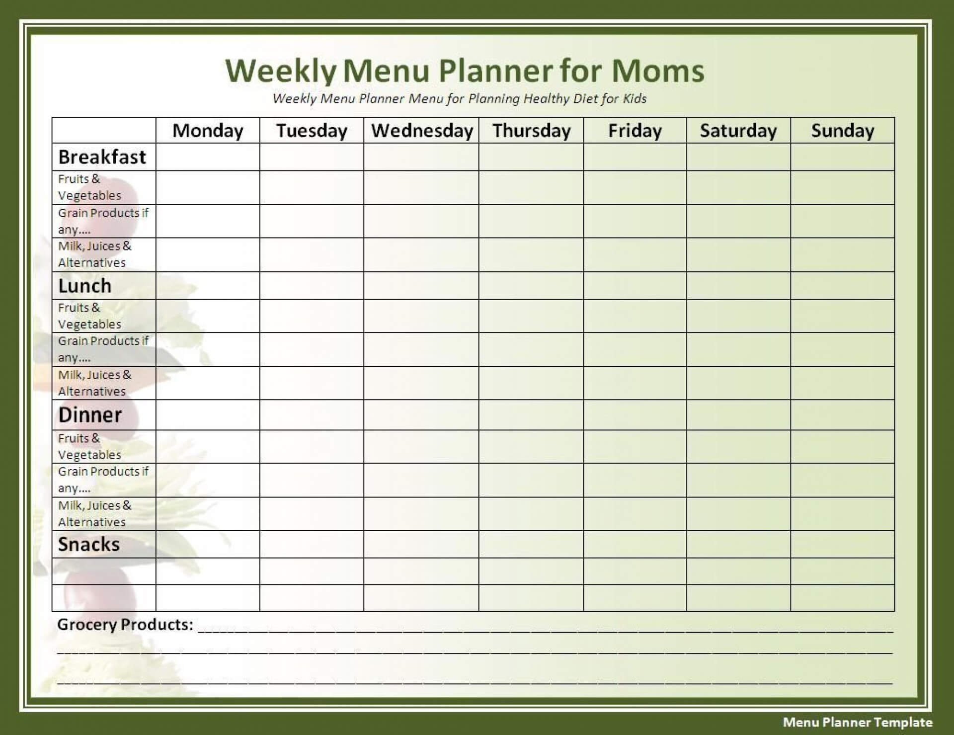 037 Template Ideas Monthly Meal Planner Incredible Pdf With Regarding Weekly Meal Planner Template Word