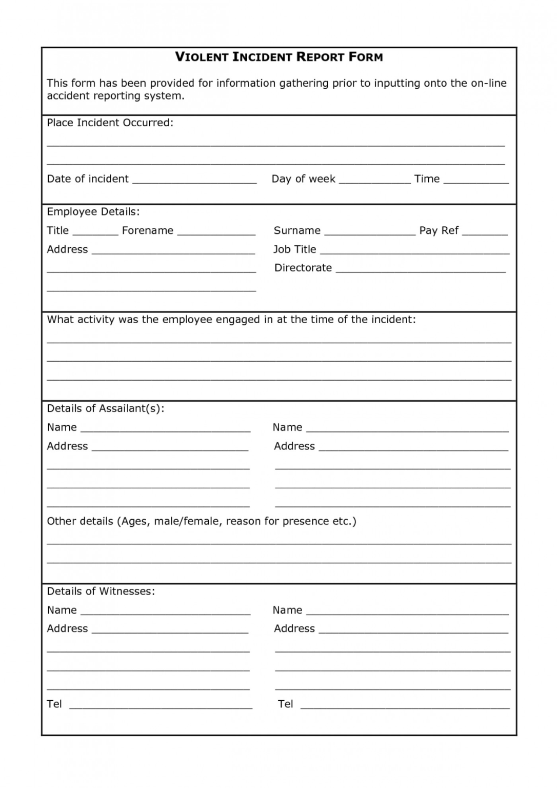 040 Incident Investigation Report Example Employee Template Inside 