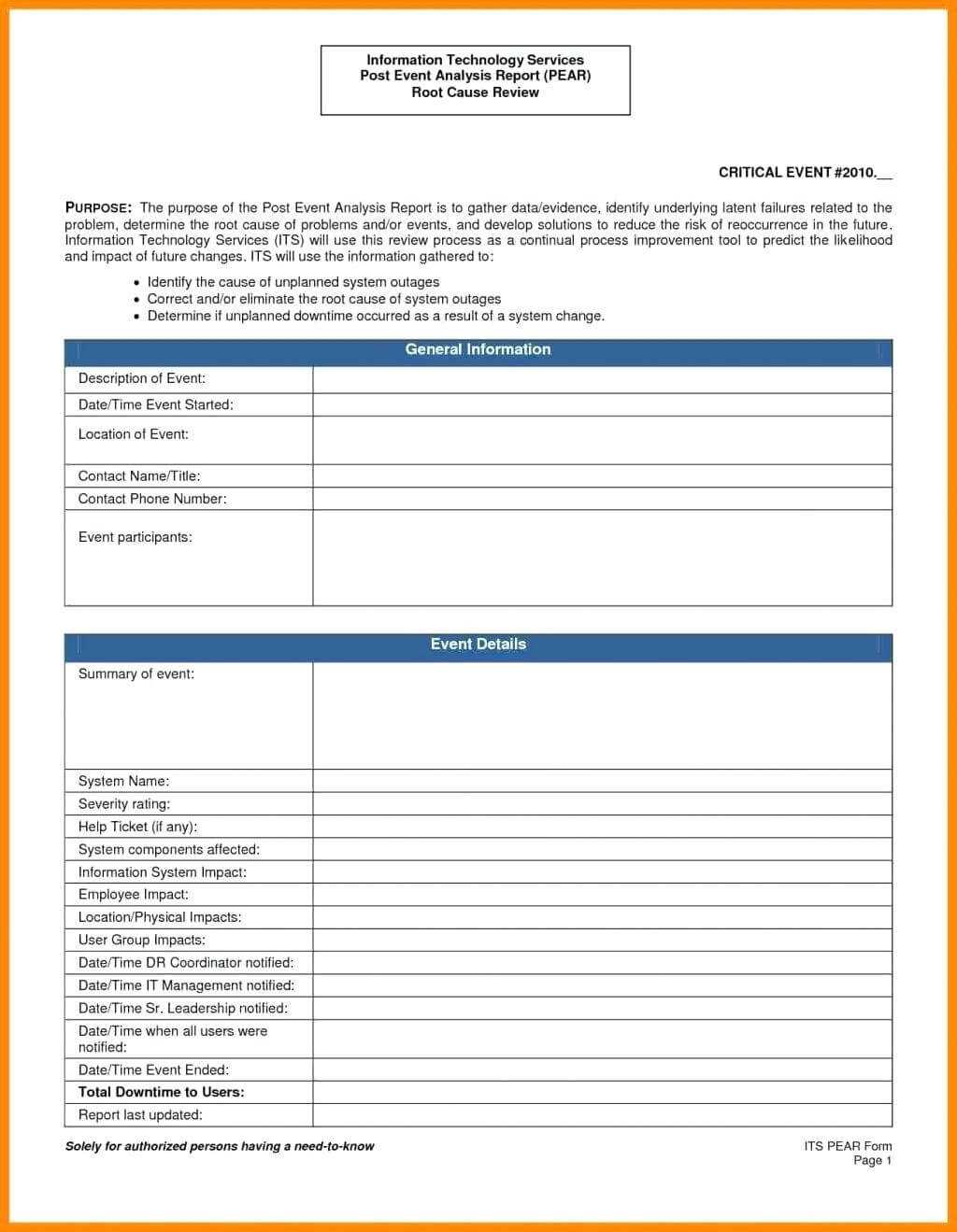 After Event Report Template