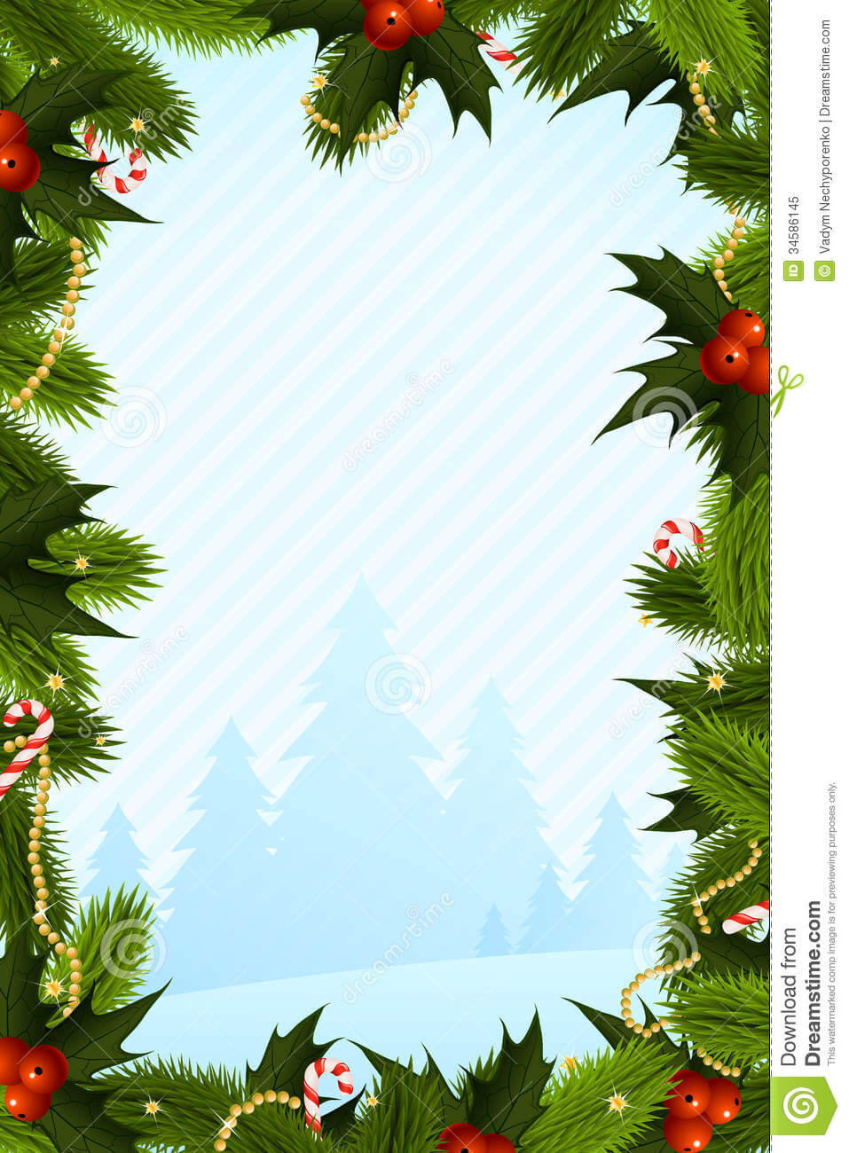 043 Christmas Card Template Fir Trees Decorations Word Menu In Blank Christmas Card Templates Free