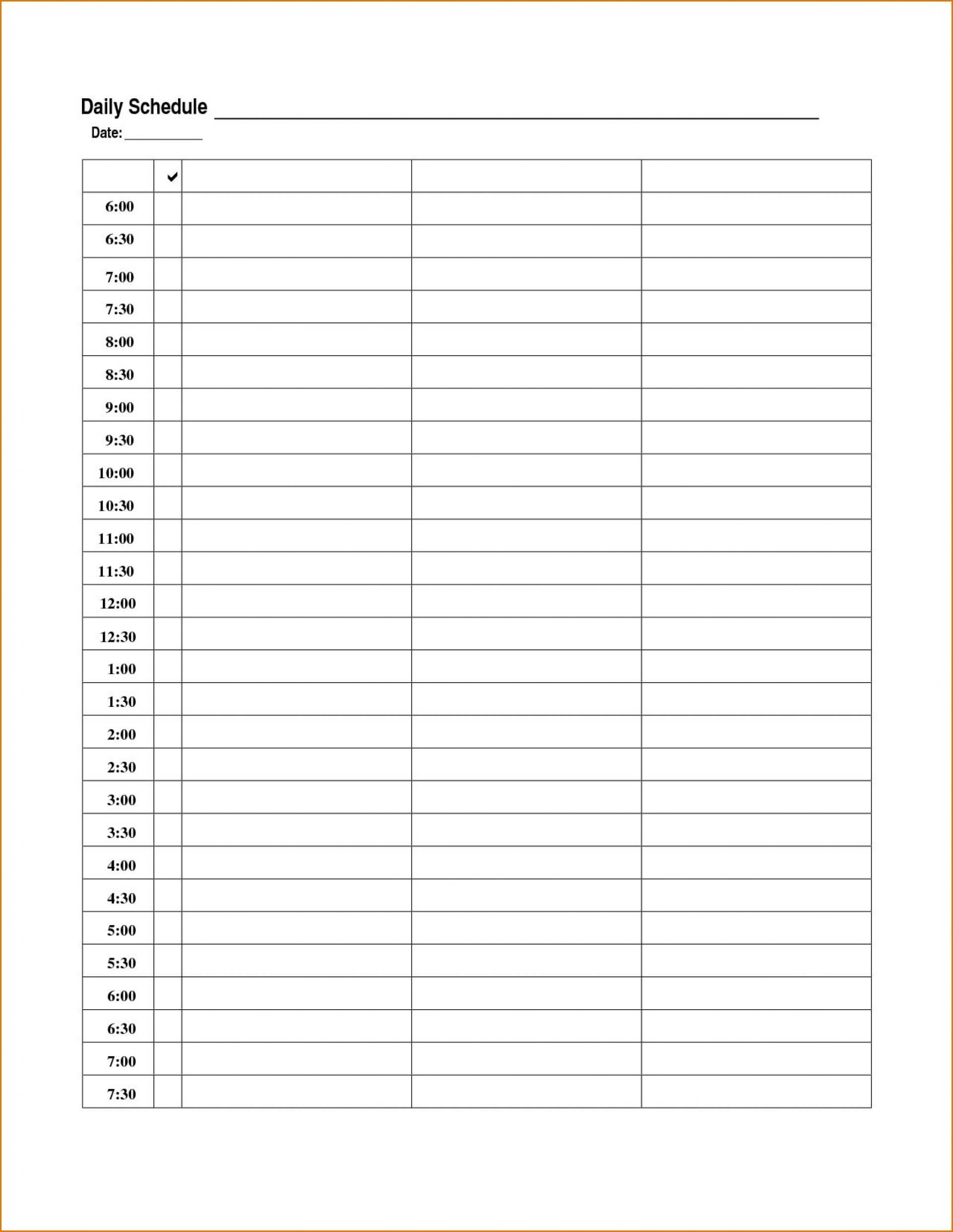 043 Template Ideas Daily Schedule Printable Pdf Surprising In Printable Blank Daily Schedule Template