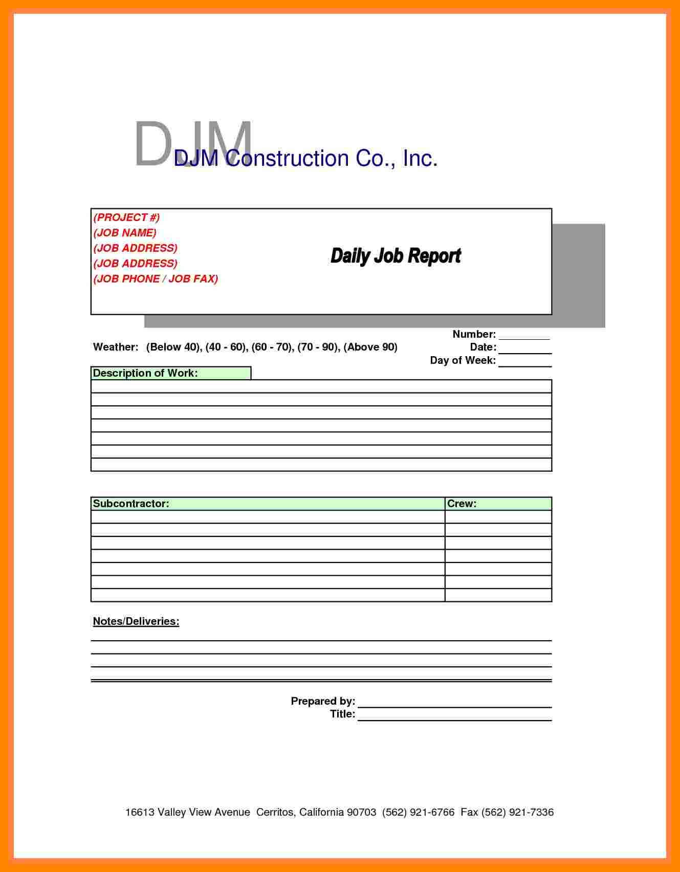 045 Daily Project Report Format Machine Breakdown Template Intended For Machine Breakdown Report Template