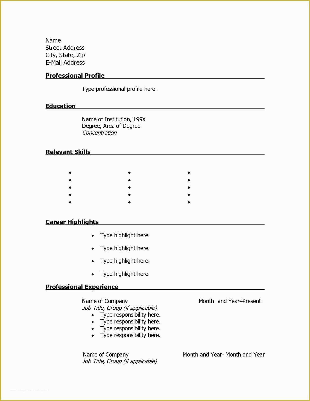 046 Free Resume Templates To Fill In And Print Of New With Regard To Free Blank Resume Templates For Microsoft Word