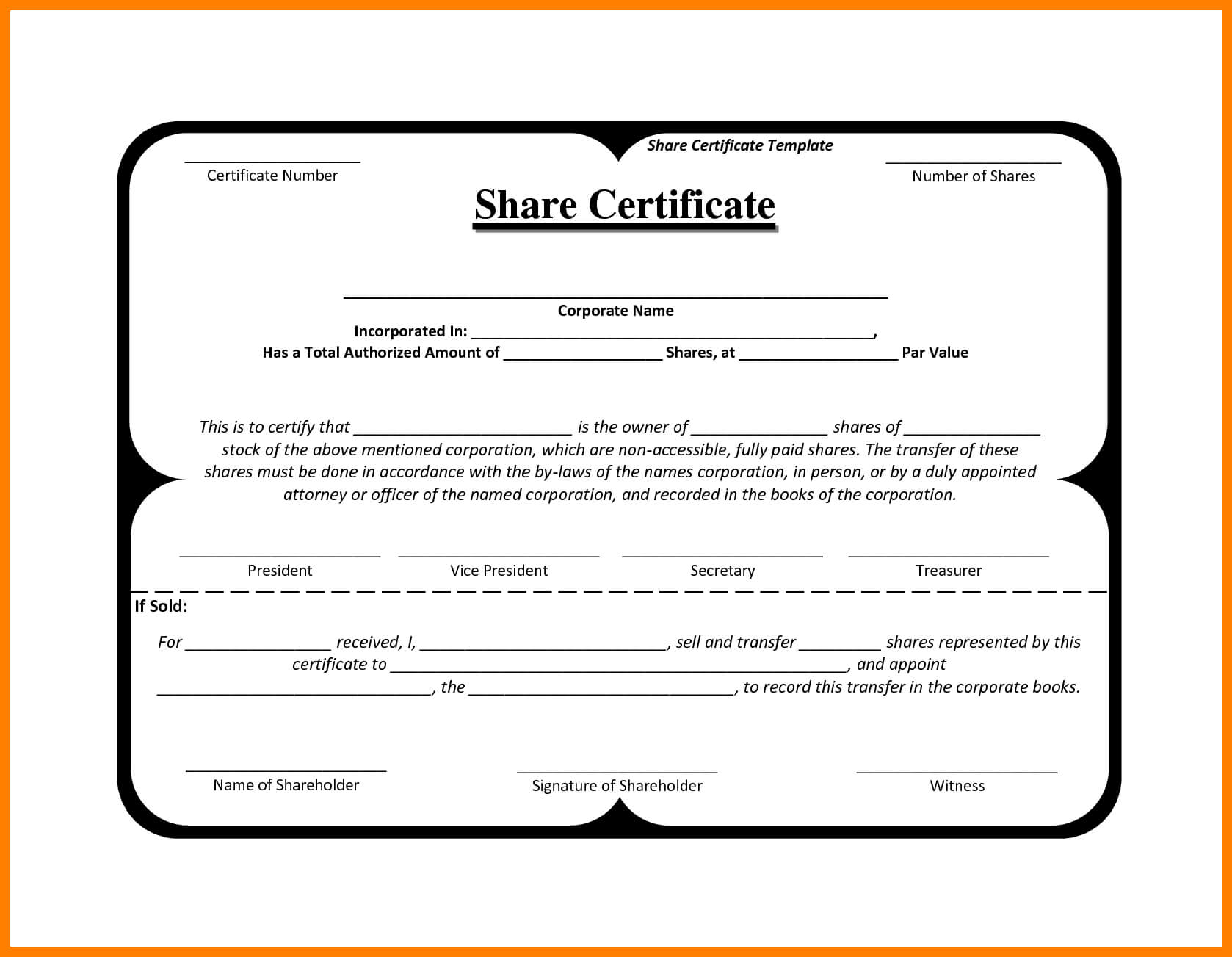 10+ Free Share Certificates Templates | Marlows Jewellers Regarding Blank Share Certificate Template Free