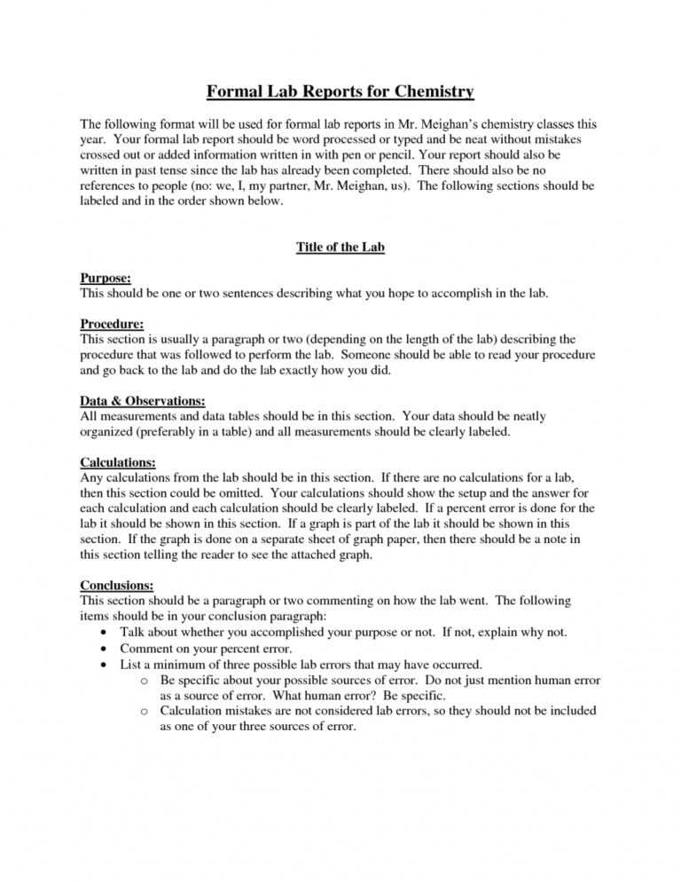 how to write results section of lab report example