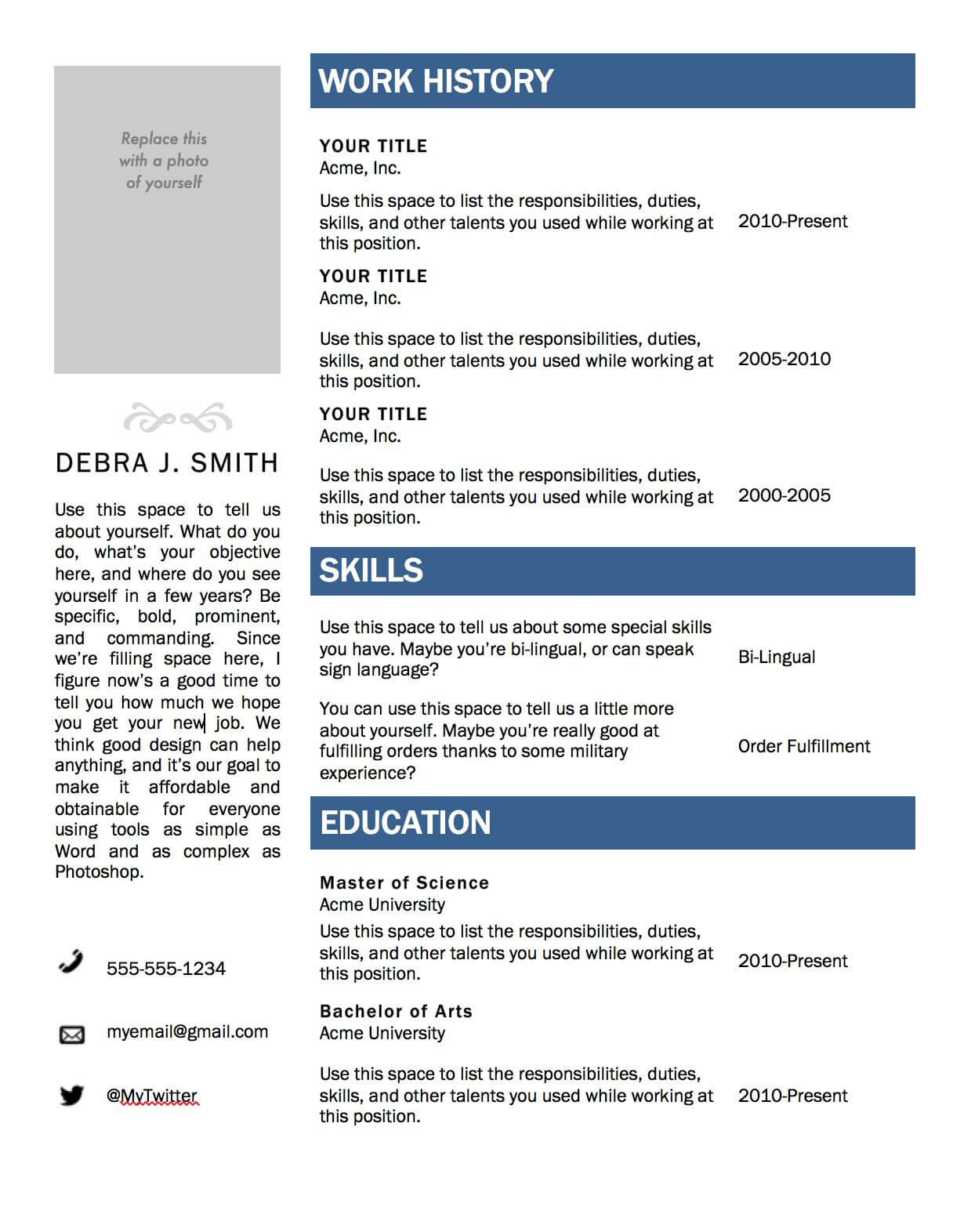 10 Sample Professional Resume Template Creative For Any Throughout Simple Resume Template Microsoft Word