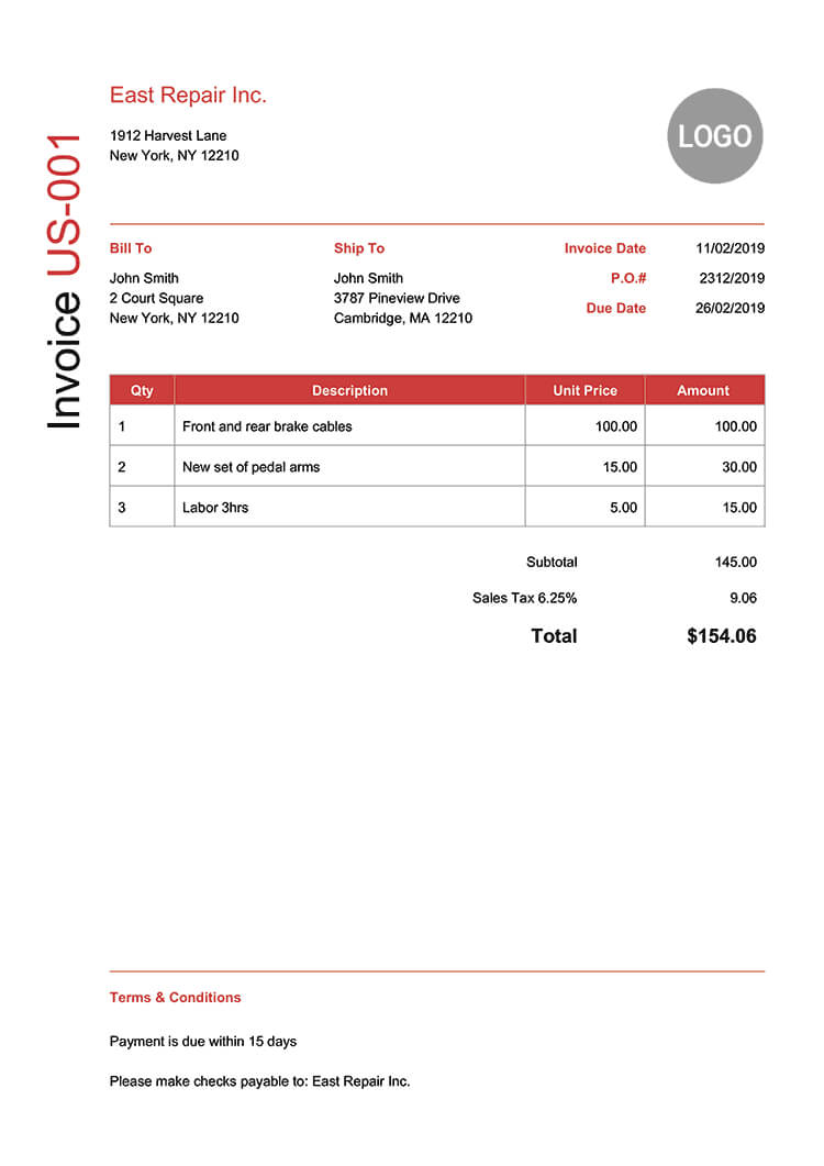 100 Free Invoice Templates | Print & Email Invoices Inside Free Downloadable Invoice Template For Word